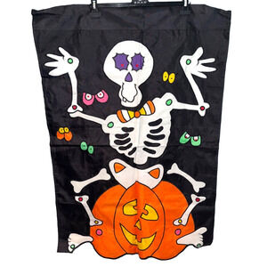 Halloween Skeleton Jack-O-Lantern Flag Yard Banner 49 x 20